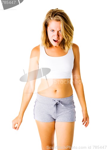 Image of Young Woman Working Out On White