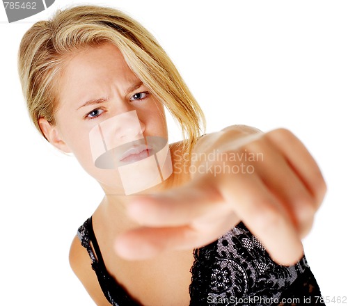 Image of Angry Woman In Dress On White