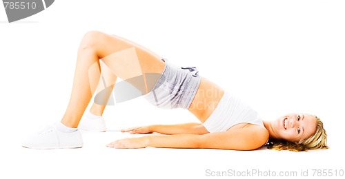 Image of Young Woman Working Out On White