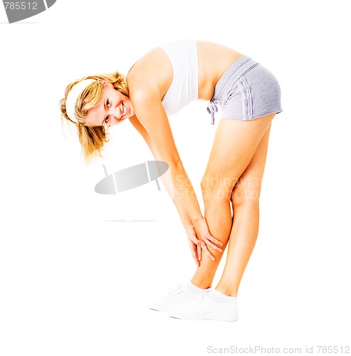 Image of Young Woman Working Out On White