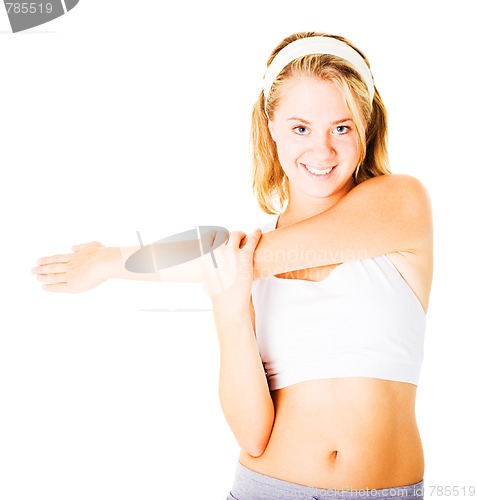 Image of Young Woman Working Out On White