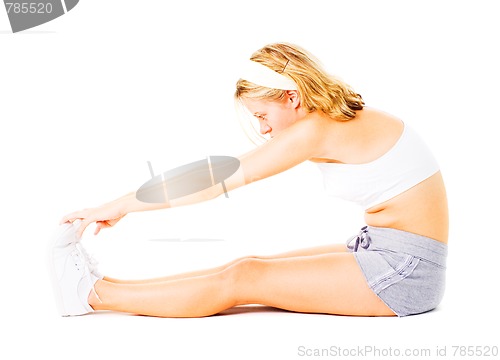 Image of Young Woman Working Out On White