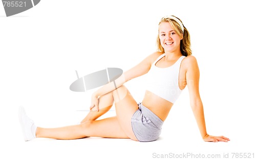 Image of Young Woman Working Out On White