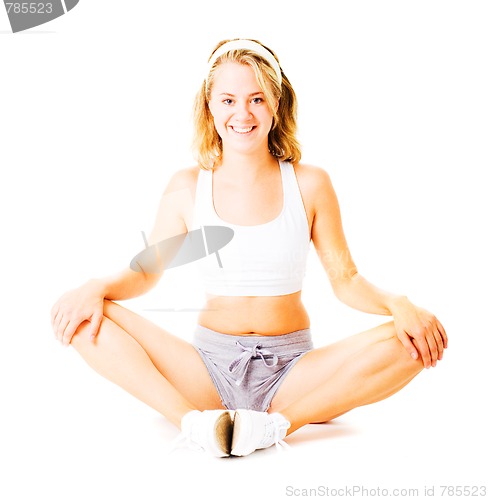 Image of Young Woman Working Out On White