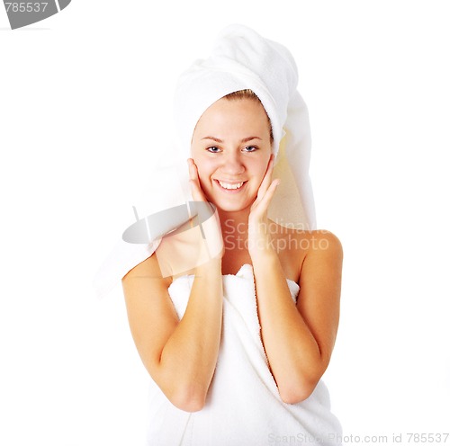 Image of Beautiful Young Spa Woman On White