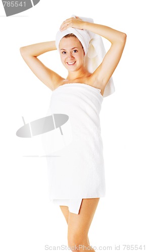 Image of Beautiful Young Spa Woman On White