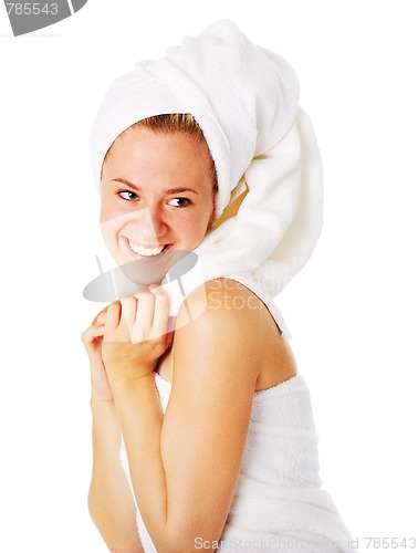 Image of Beautiful Young Spa Woman On White