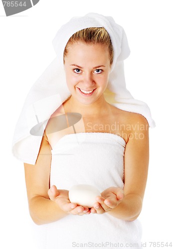 Image of Beautiful Young Spa Woman On White