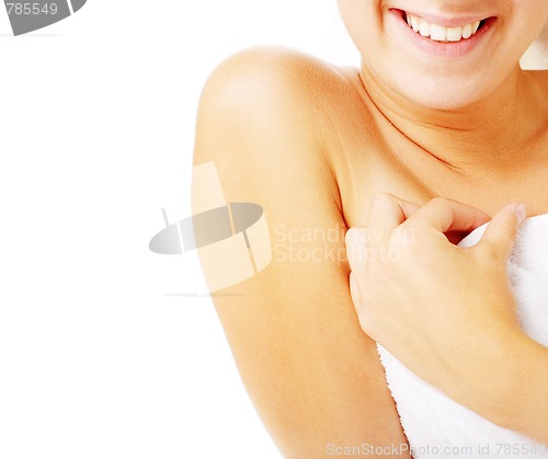 Image of Beautiful Young Spa Woman On White