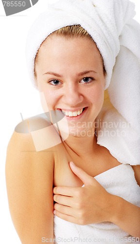 Image of Beautiful Young Spa Woman On White