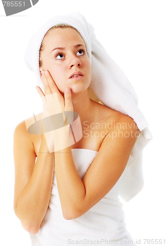 Image of Beautiful Young Spa Woman On White