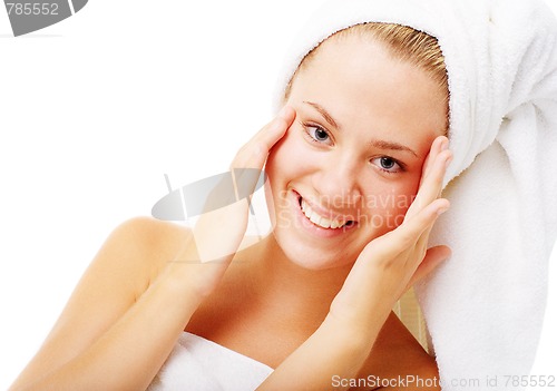 Image of Beautiful Young Spa Woman On White