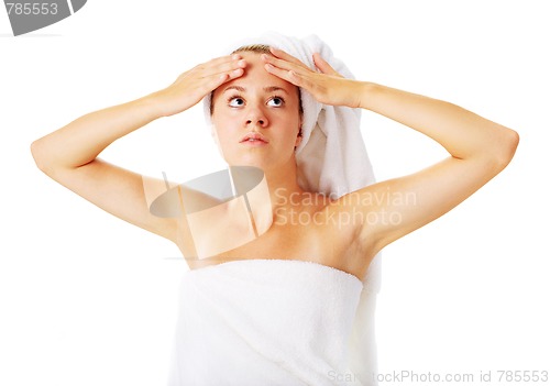 Image of Beautiful Young Spa Woman On White