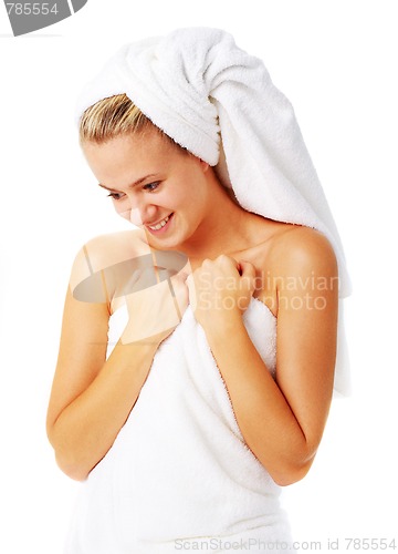 Image of Beautiful Young Spa Woman On White