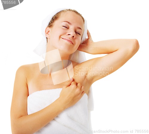 Image of Beautiful Young Spa Woman On White