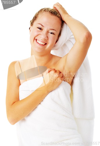 Image of Beautiful Young Spa Woman On White