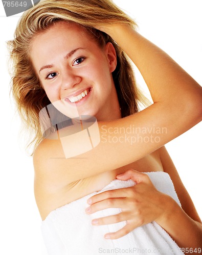 Image of Beautiful Young Spa Woman On White