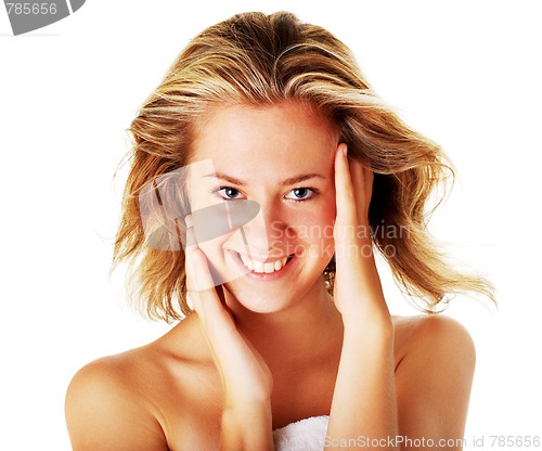 Image of Beautiful Young Spa Woman On White