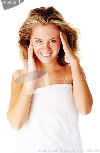 Image of Beautiful Young Spa Woman On White