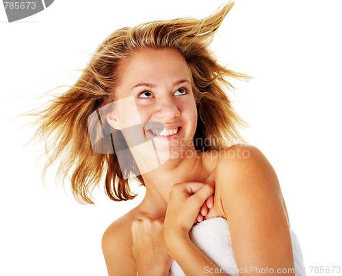 Image of Beautiful Young Spa Woman On White