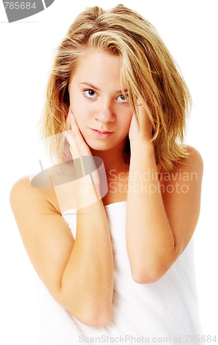 Image of Beautiful Young Spa Woman On White