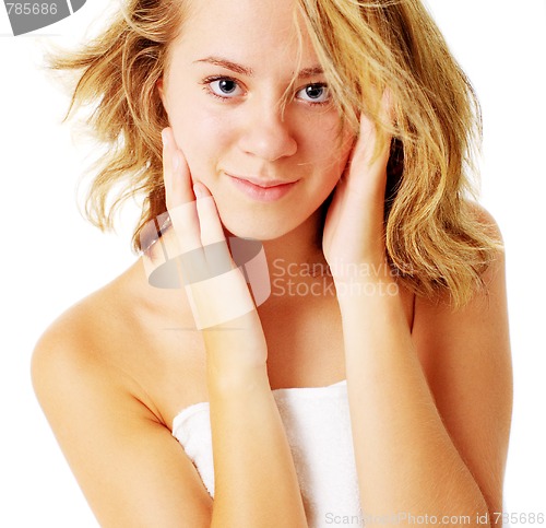 Image of Beautiful Young Spa Woman On White