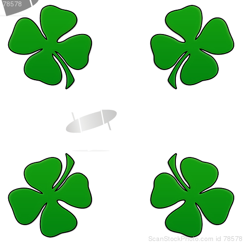 Image of Irish Shamrock In Four Corners Border