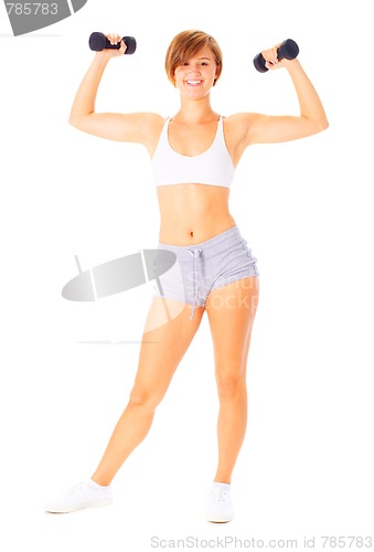 Image of Young Woman Lifting Weights