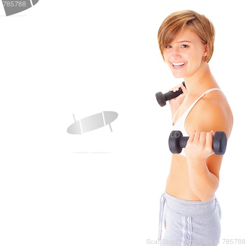 Image of Young Woman Lifting Weights