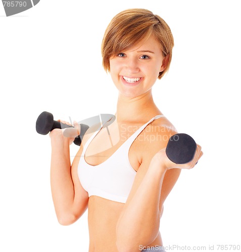Image of Young Woman Lifting Weights