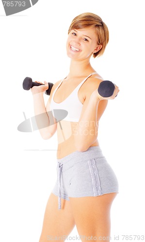 Image of Young Woman Lifting Weights