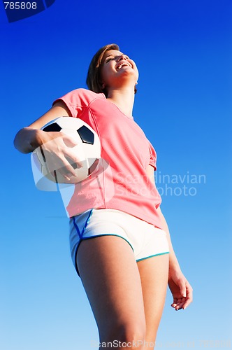 Image of Young Woman Playing Soccer