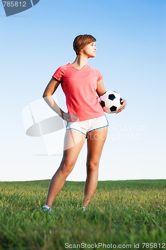 Image of Young Woman Playing Soccer