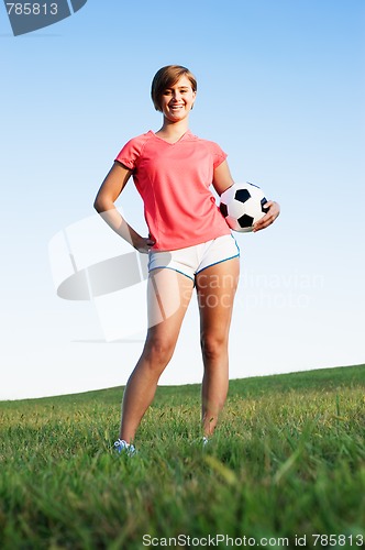 Image of Young Woman Playing Soccer