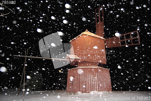 Image of Snowy Night Windmill