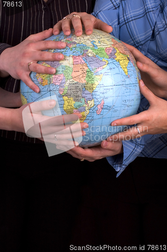 Image of Hands On A Globe