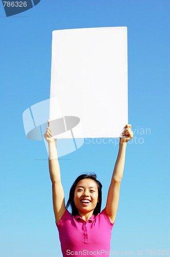 Image of Girl Holding Blank Sign