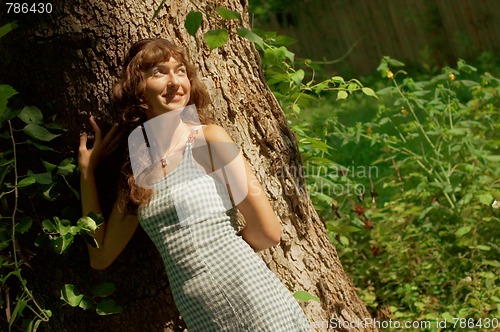 Image of Sexy Girl Against Tree