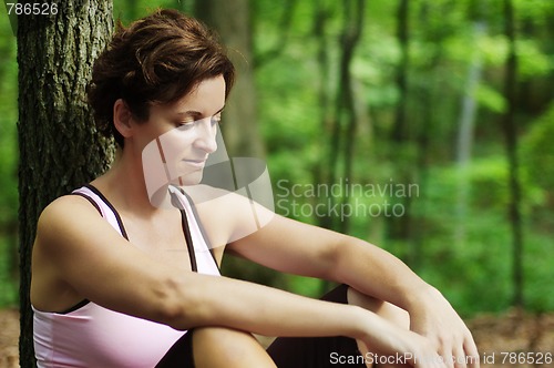 Image of Mature Woman Runner Resting