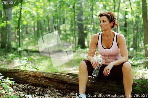 Image of Mature Woman Runner Resting