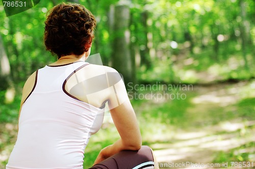 Image of Mature Woman Runner Resting