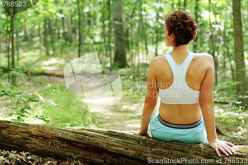 Image of Mature Woman Runner Resting