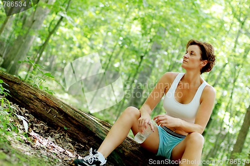Image of Mature Woman Runner Resting