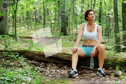 Image of Mature Woman Runner Resting