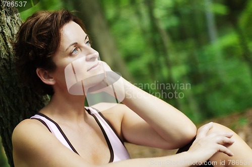 Image of Mature Woman Runner Resting