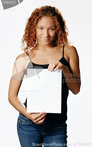 Image of Pretty Girl Holding Blank Media