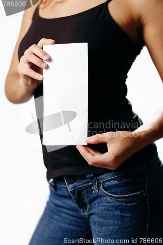 Image of Pretty Girl Holding Blank Media