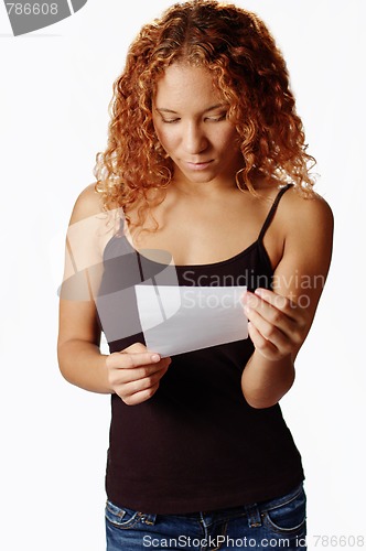 Image of Pretty Girl Holding Blank Media