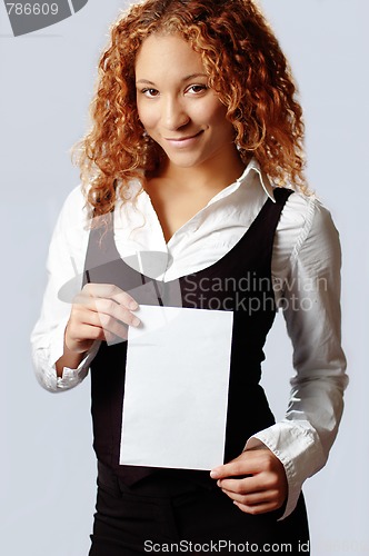 Image of Pretty Girl Holding Blank Media