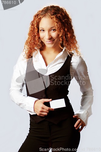 Image of Pretty Girl Holding Blank Media